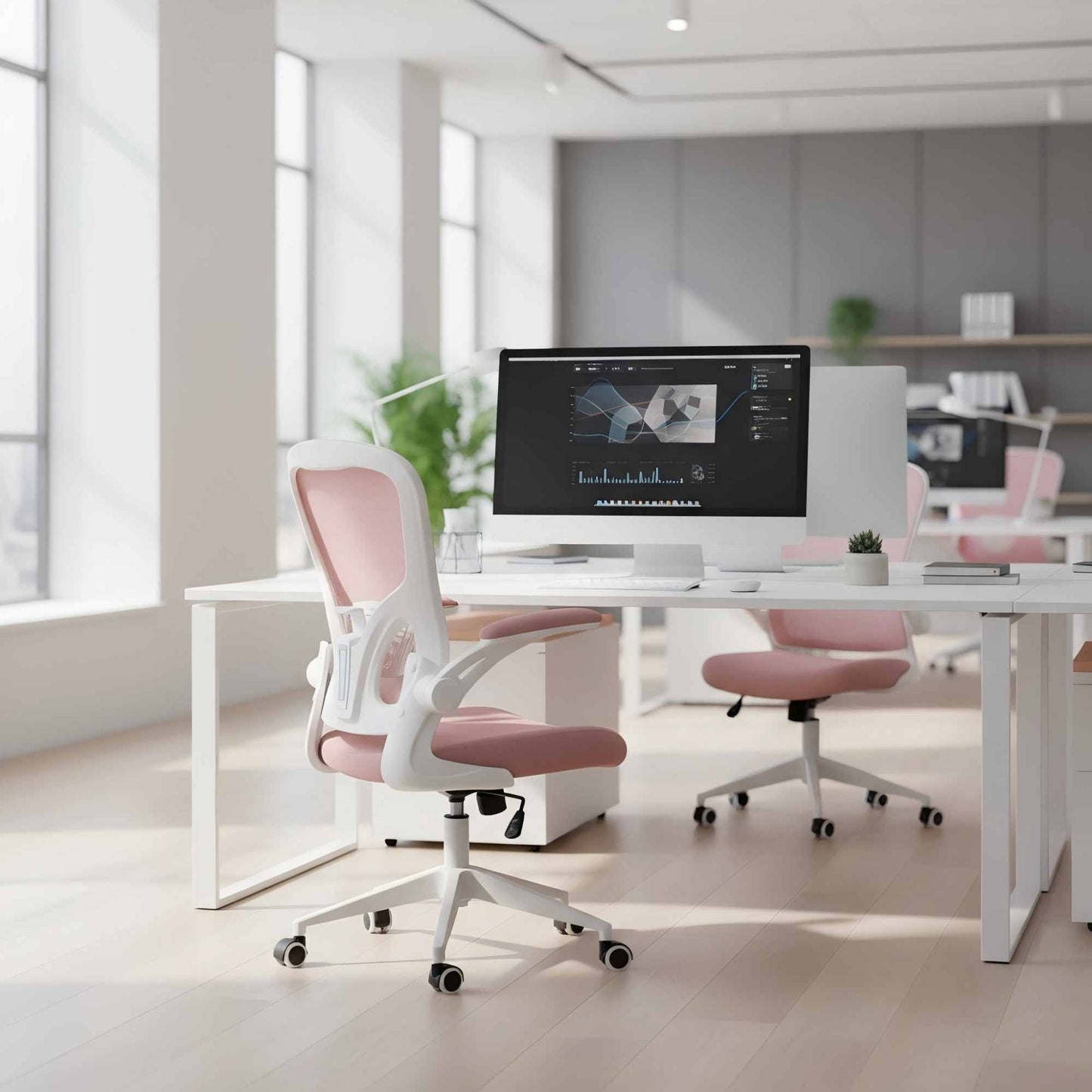 Ergonomic Mesh Office Chair with Breathable Back, Adjustable Height, Padded Seat & Armrests, 250 lbs Capacity, Modern Task Chair for Home Office & Workspace 8333 - KNM Sundry