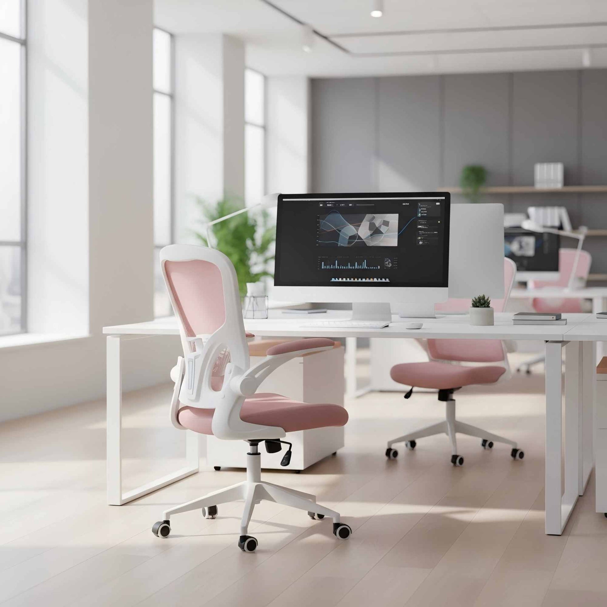 Ergonomic Mesh Office Chair with Breathable Back, Adjustable Height, Padded Seat & Armrests, 250 lbs Capacity, Modern Task Chair for Home Office & Workspace 8333 - KNM Sundry