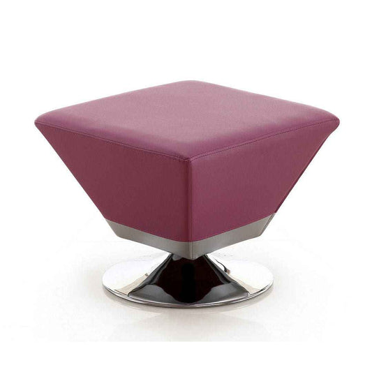 Manhattan Comfort Diamond Purple and Polished Chrome Swivel Ottoman