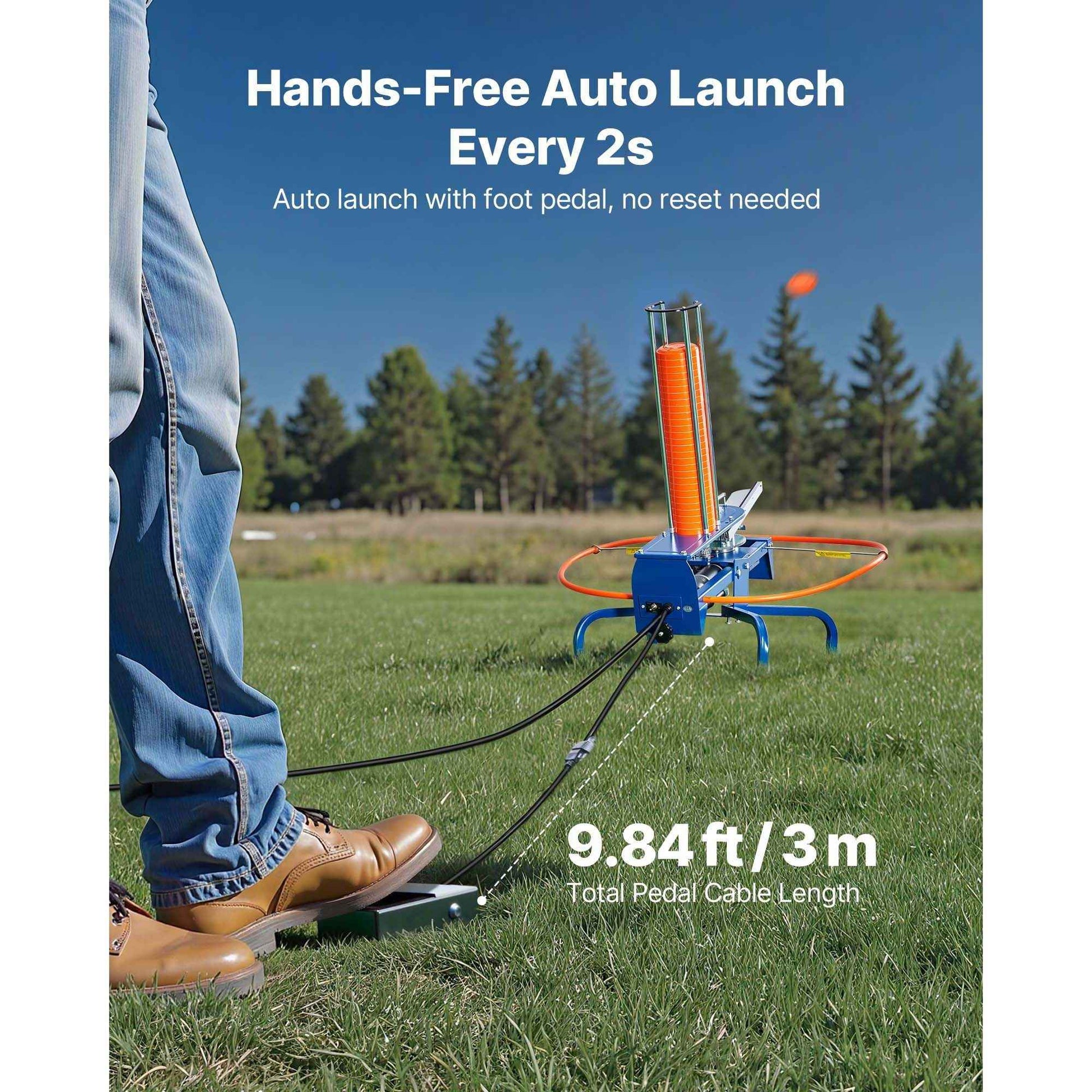 Clay Target Thrower, Max 50 Clays Pigeon Thrower, 55+ Yards Automatic Skeet and Trap Launcher with Adjustable Angle & Foot Pedal for Clays Throwing Shooting Sports