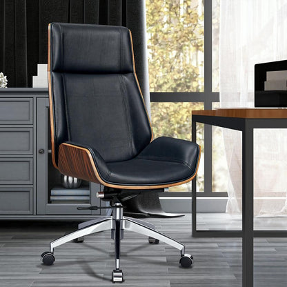 Genuine Leather Ergonomic Office Chair Boss Swivel Armless Seat Chair High Back - KNM Sundry