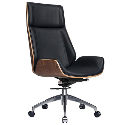 Genuine Leather Ergonomic Office Chair Boss Swivel Armless Seat Chair High Back - KNM Sundry