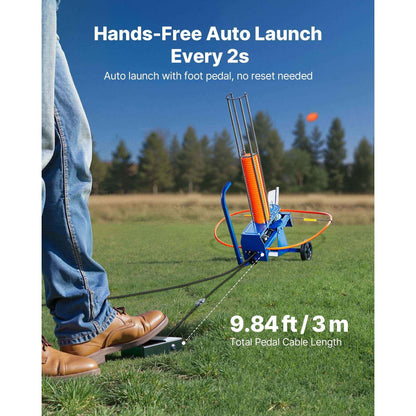 Clay Target Thrower, 75-80 Clays Pigeon Thrower, 55+ Yards Automatic Skeet and Trap Launcher on Wheels - with Adjustable Angle, Foot Pedal & Pull Handle for Clays Throwing, Shooting Sports