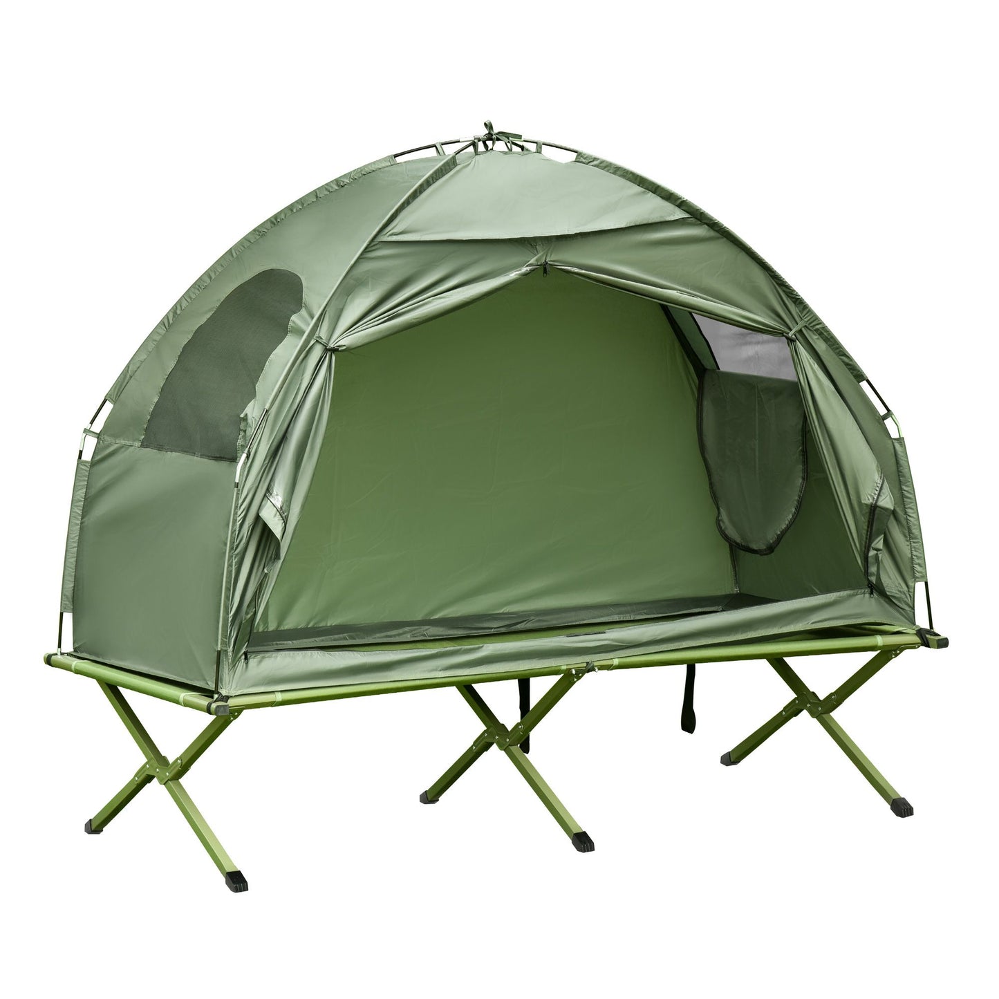 1 Person Folding Camping Cot, Portable Outdoor with Carry Bag, 2-in-1 Elevated Camping Bed Tent Single - KNM Sundry