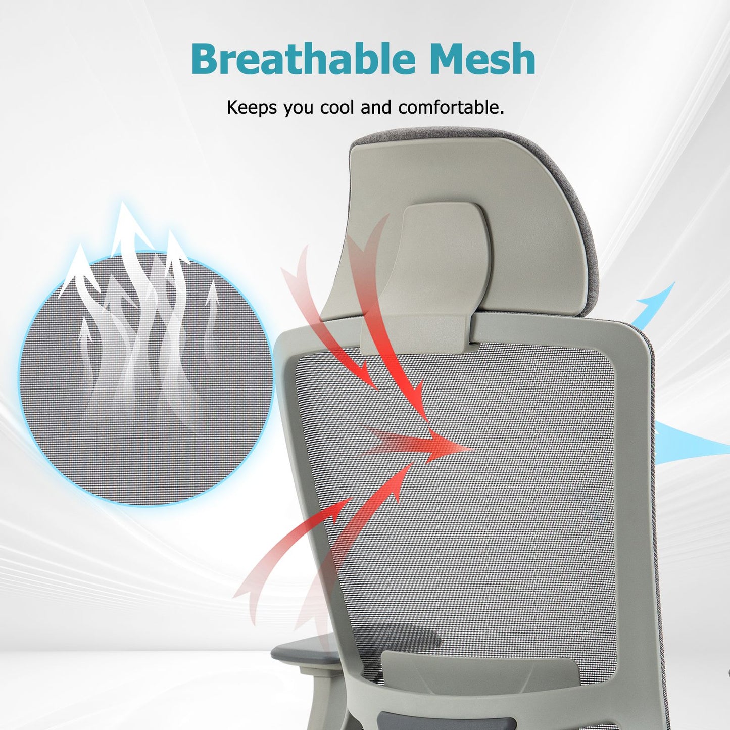 Ergonomic Mesh Office Chair with Adjustable Headrest and Lumbar Support, Breathable Back Design for Home and Office Use 8322H - KNM Sundry