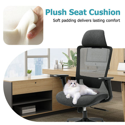 Ergonomic Mesh Office Chair with Adjustable Headrest and Lumbar Support, Breathable Back Design for Home and Office Use 8322H - KNM Sundry