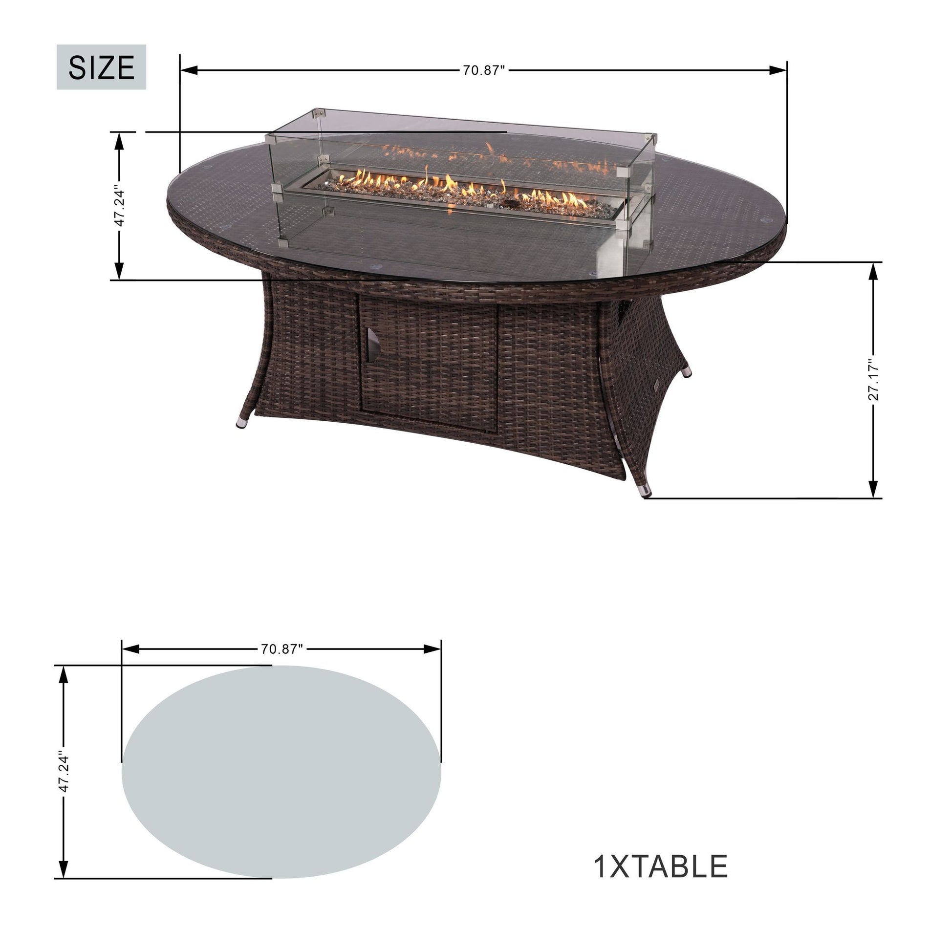 Direct Wicker Outdoor Rattan 50,000BTU Propane Gas Fire Pit Table (Table Only) - KNM Sundry