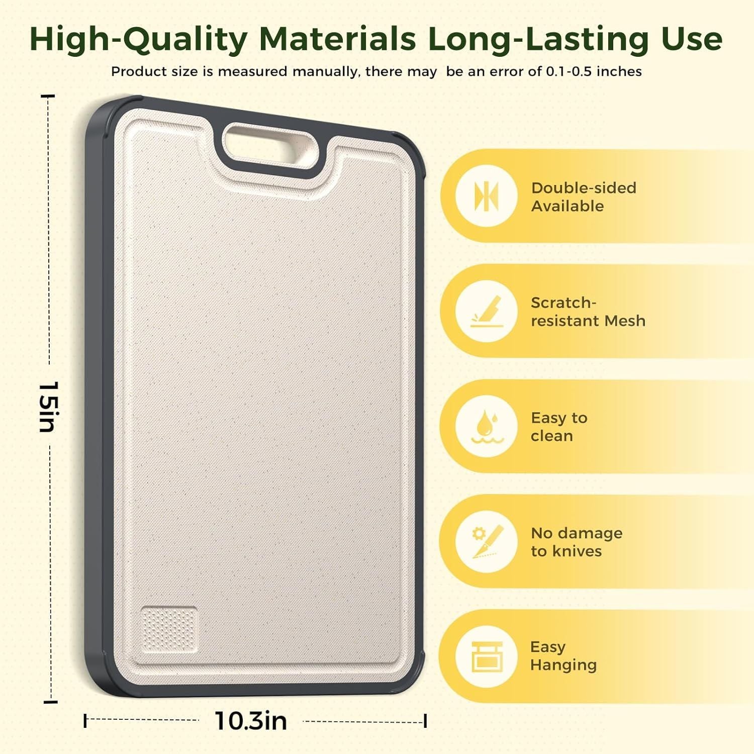 Titanium Cutting Board for Kitchen, Cutting Board Double Sided Food Grade, Pure Titanium/PP, Easy to Clean Large Size 16'×11' - KNM Sundry