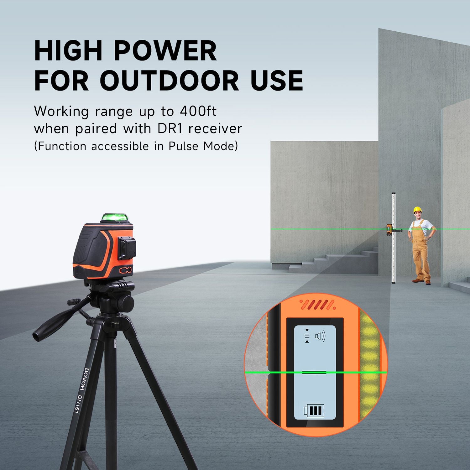 Outdoor Laser Level with Receiver- Dovoh H3-360G-KIT - KNM Sundry