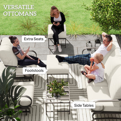 5 Piece Backyard Patio Furniture Set, Outdoor Furniture Set with 2 Rocking Chairs, 3-Seat Sofa, and 2 Ottomans, Beige - KNM Sundry