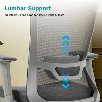 Ergonomic Mesh Office Chair with Adjustable Headrest and Lumbar Support, Breathable Back Design for Home and Office Use 8322H - KNM Sundry