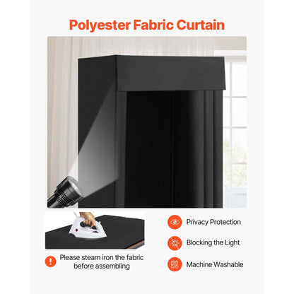 Fitting Room, Portable Dressing Room with Thick Polyester Curtains, Privacy Space with Shading Curtain and a Hook, for Boutique, Mall, Tailor's Store & Outdoor Activity 39 x 39 x 78 in (Black)