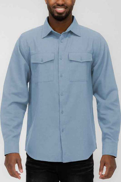Weiv Mens Solid Flannel Shirt