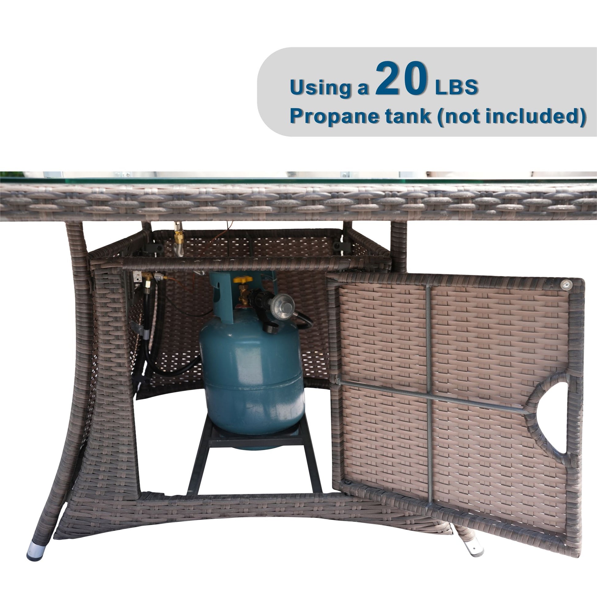 Direct Wicker Outdoor Rattan 50,000BTU Propane Gas Fire Pit Table (Table Only) - KNM Sundry