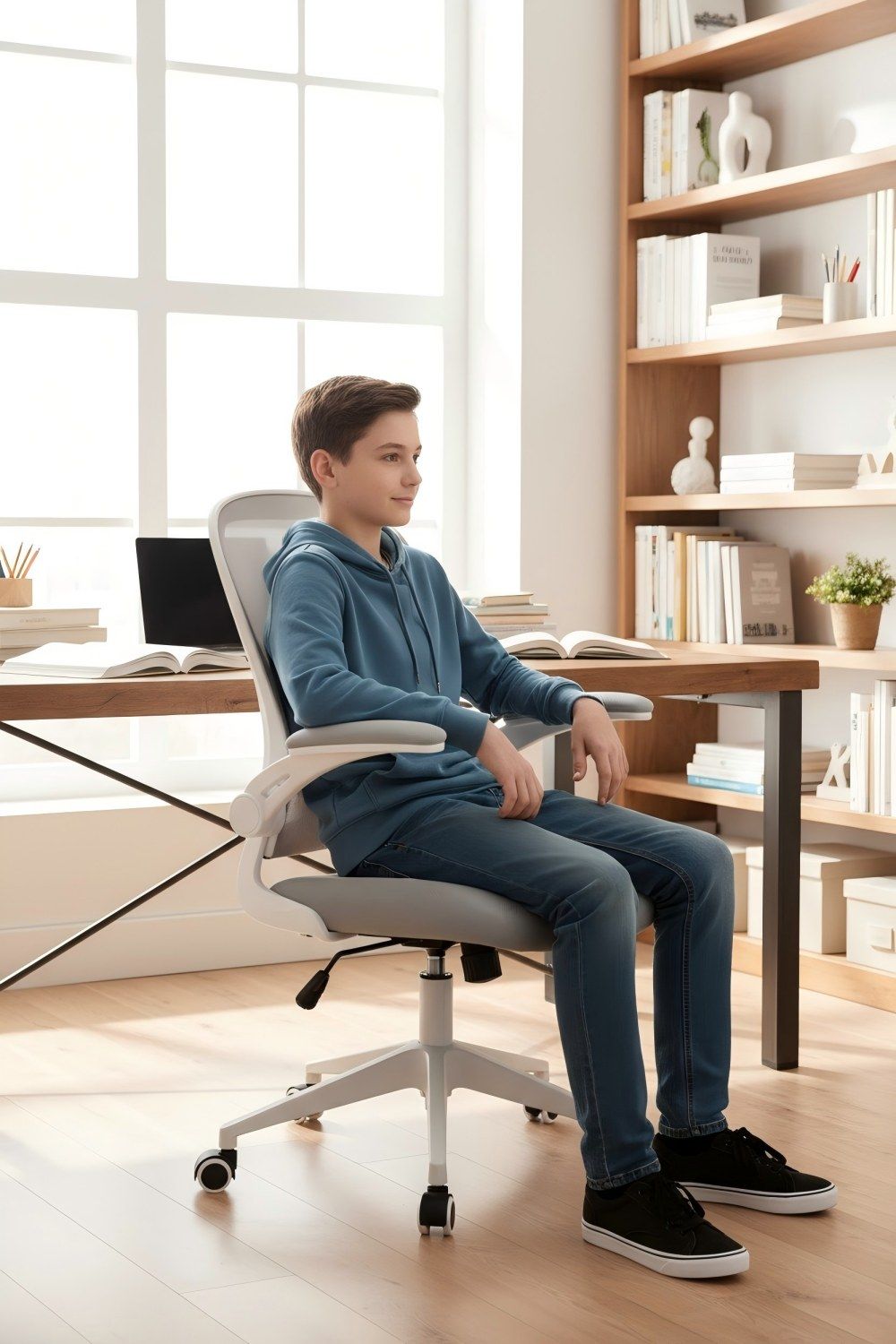 Ergonomic Mesh Office Chair with Breathable Back, Adjustable Height, Padded Seat & Armrests, 250 lbs Capacity, Modern Task Chair for Home Office & Workspace 8333 - KNM Sundry