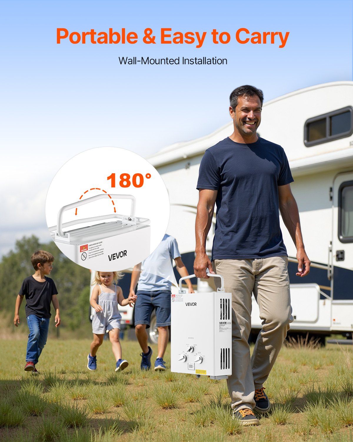 Portable Propane Water Heater, 6L Tankless Outdoor Water Heater, 41000 BTU 1.58 GPM Instant Hot Water, with Accessory Set + Regulator for RV Camping Trips Cabins Barns - KNM Sundry