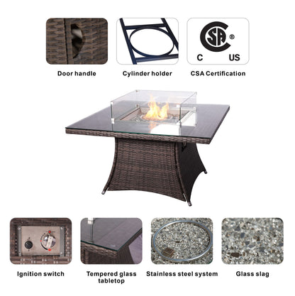 Direct Wicker Outdoor Rattan 50,000BTU Propane Gas Fire Pit Table (Table Only) - KNM Sundry