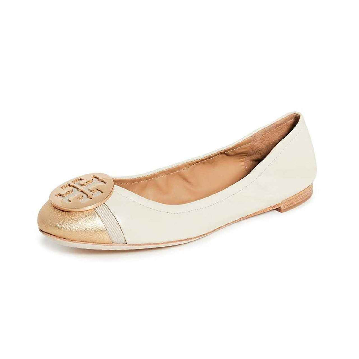 Tory Burch Dulce De Leche Minnie Metallic Cap-Toe Ballet Flats - 6.5