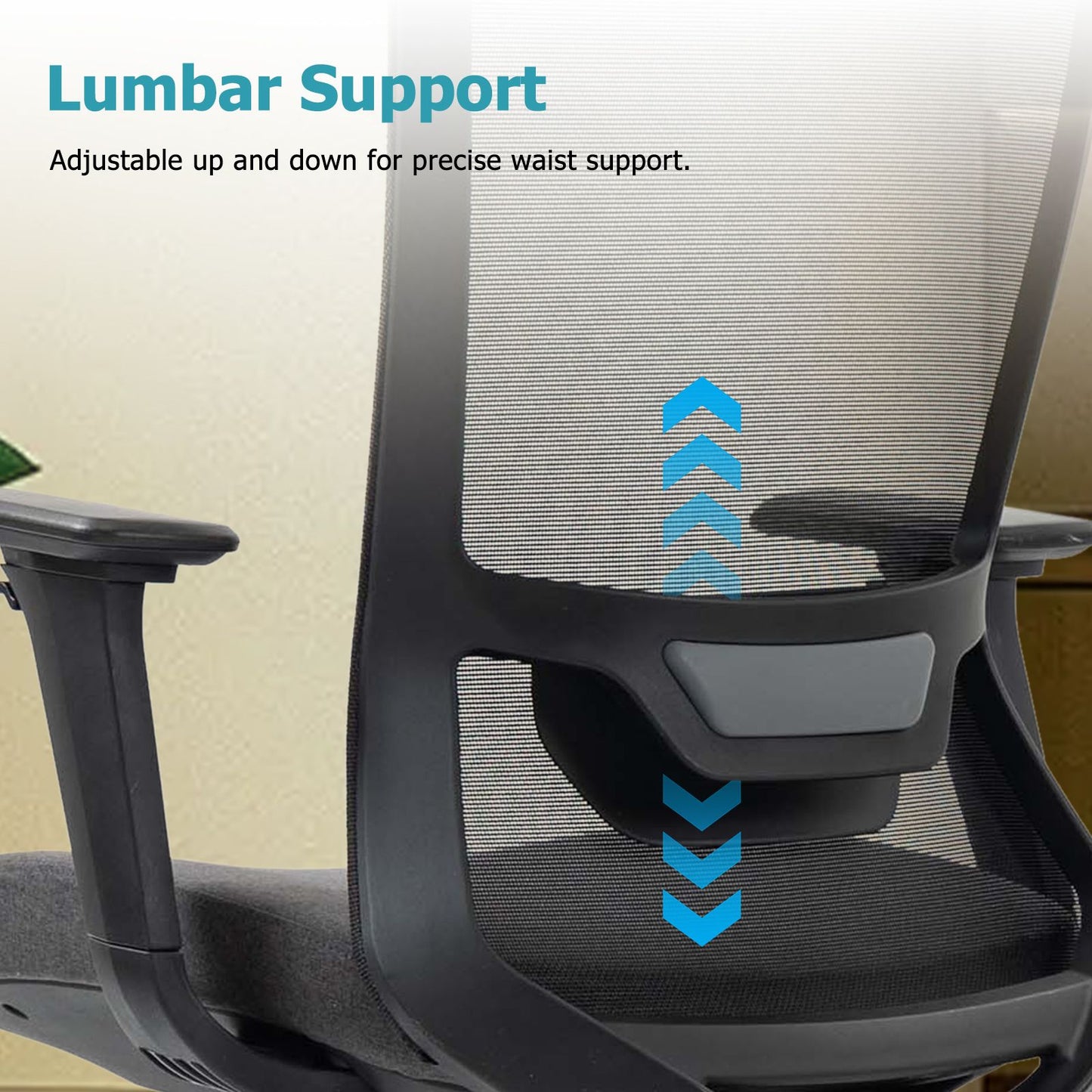 Ergonomic Mesh Office Chair with Adjustable Headrest and Lumbar Support, Breathable Back Design for Home and Office Use 8322H - KNM Sundry