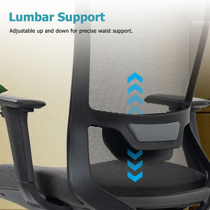 Ergonomic Mesh Office Chair with Adjustable Headrest and Lumbar Support, Breathable Back Design for Home and Office Use 8322H - KNM Sundry