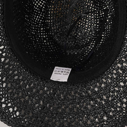 Men's And Women's Cowboy Hat British Retro New Summer Hollow Cow Head Belt Hat Sunscreen Sunscreen Woven Straw Hat