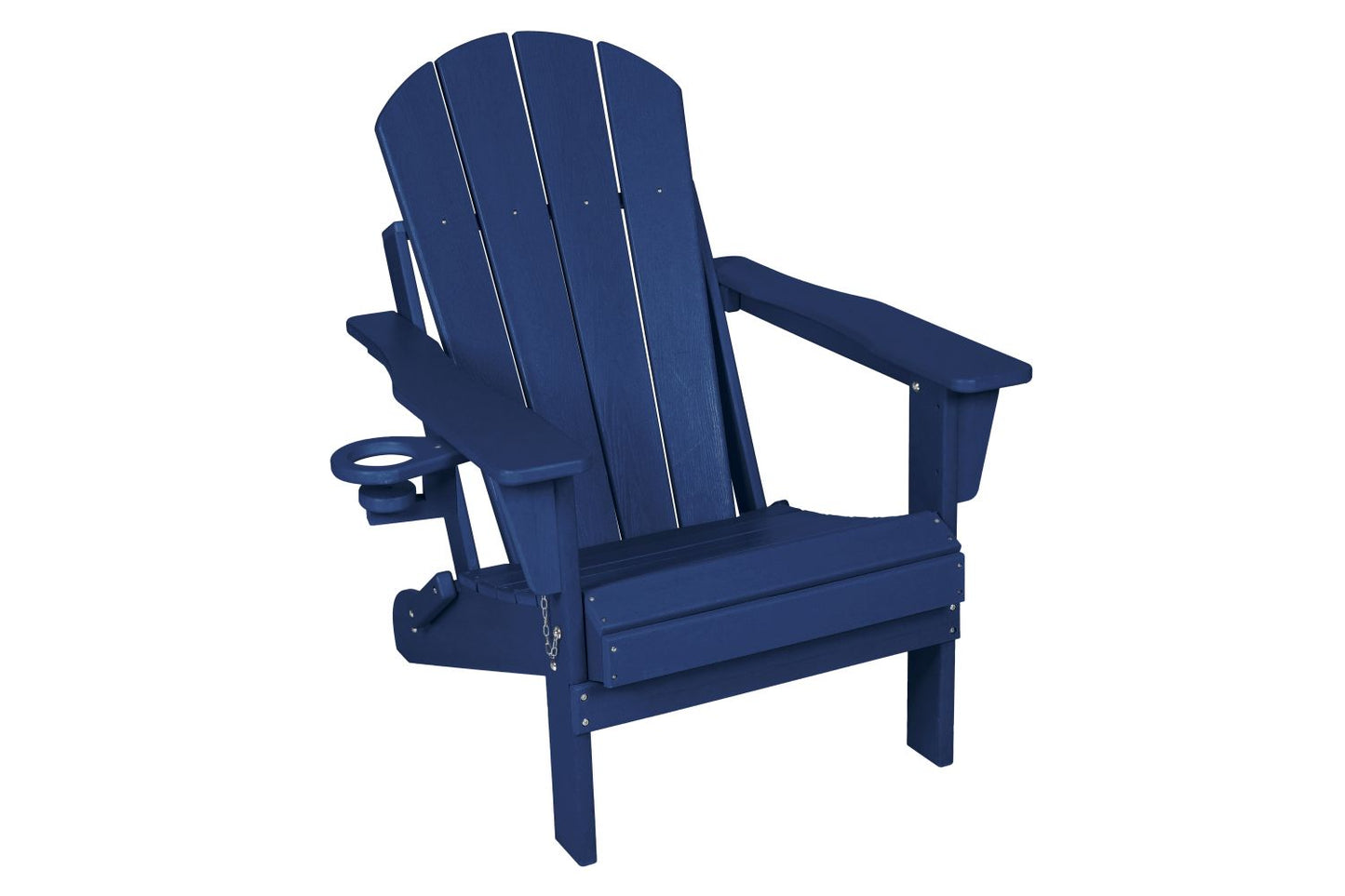 Folding Adirondack Chair with Side Table, 3-Piece Adirondack Chair Set with Wood Texture, Navy Blue(includes 2 Chairs and 1 Table) - KNM Sundry