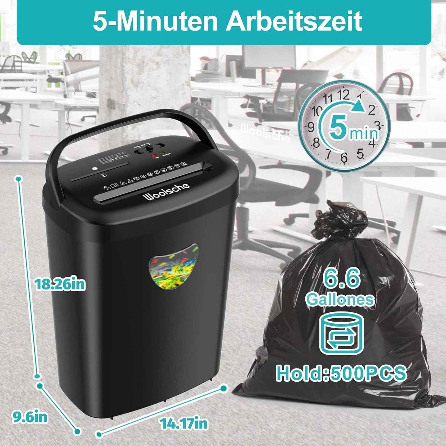 Aktenvernichter, schreddert 12 Blätter auf einmal, kann Kreditkarten/CD und Büroklammern zerkleinern, papierschredder mit einem 25-Liter-Abfallbehälter(Versand von FBA)