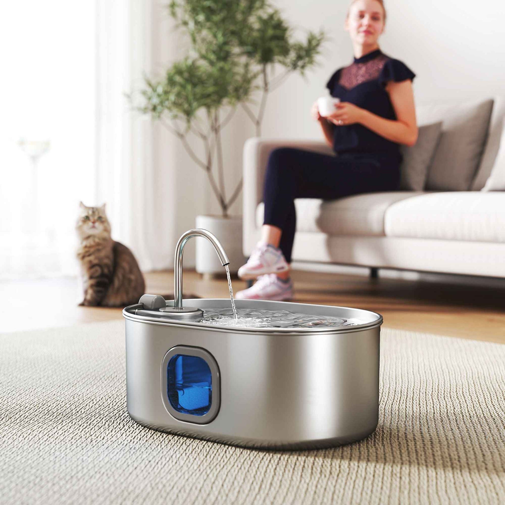 246 oz./7L Stainless Steel Cat Water Fountain with Filters, Ultra-Quiet Pump, for Cats, Dogs & Multi-Pet Homes