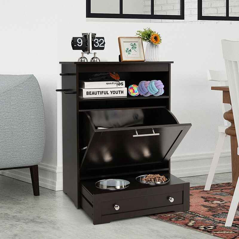 Pet Feeder Station with Stainless Steel Bowl