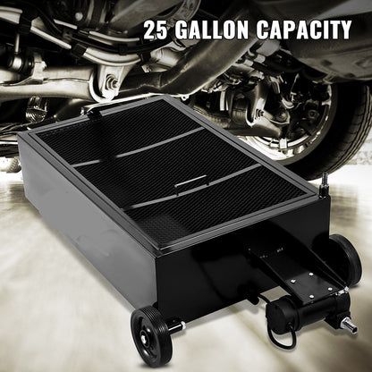 Oil Drain Pan 25 Gallon Oil Drain Tank, 95L Low Profile Oil Drain Pan, Large Capacity Oil Change Pan, Foldable Hand, with Electric Pump, Hose, Swivel Casters for Car, SUV, Trucks Oil Draining - KNM Sundry