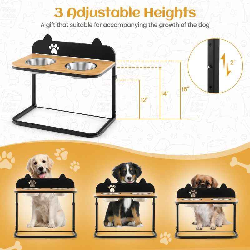 Raised Pets Cats Dog Feeding Station Elevated Pet Feeder