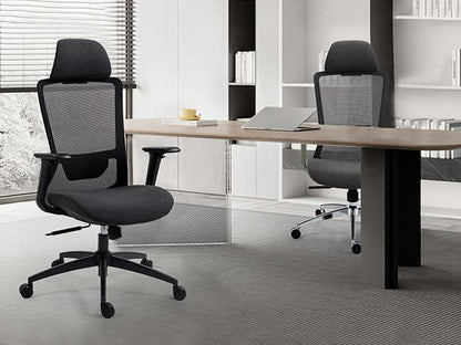 Ergonomic Mesh Office Chair with Adjustable Headrest and Lumbar Support, Breathable Back Design for Home and Office Use 8322H - KNM Sundry