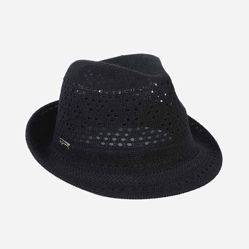 Short Brim Hollow Sun Hat Fedora; Iron Label Decor Breathable Straw Hats Outdoor Travel Beach Sunscreen Panama Hat