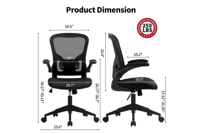 Ergonomic Mesh Office Chair with Breathable Back, Adjustable Height, Padded Seat & Armrests, 250 lbs Capacity, Modern Task Chair for Home Office & Workspace 8333 - KNM Sundry