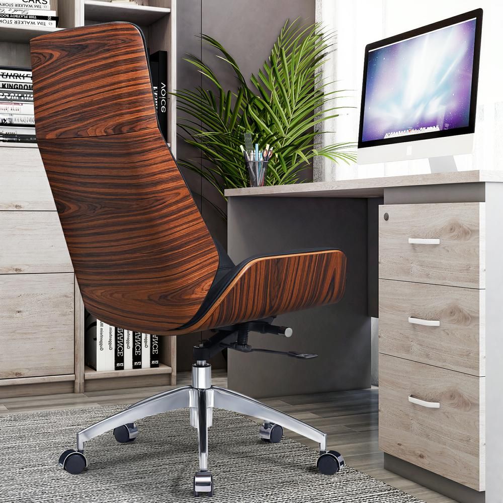Genuine Leather Ergonomic Office Chair Boss Swivel Armless Seat Chair High Back - KNM Sundry