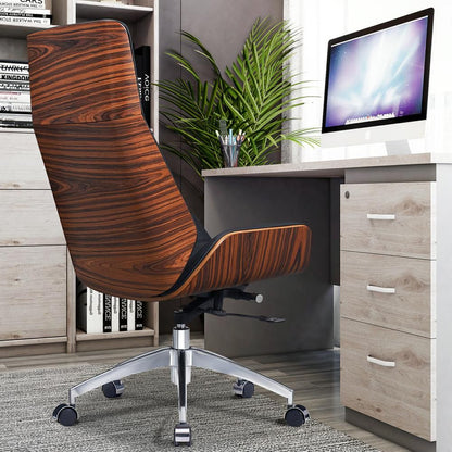 Genuine Leather Ergonomic Office Chair Boss Swivel Armless Seat Chair High Back - KNM Sundry