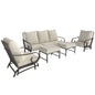 5 Piece Backyard Patio Furniture Set, Outdoor Furniture Set with 2 Rocking Chairs, 3-Seat Sofa, and 2 Ottomans, Beige - KNM Sundry