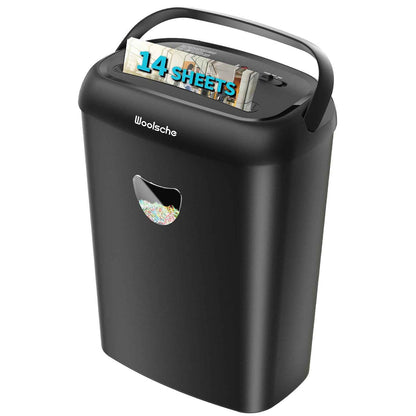 Cross Cut Paper Shredder,High-Performance,14-Sheet Capacity,6.6 Gallon Basket,P-4 Security-Jam Proof Heavy Duty Shredder for Home and Office