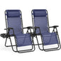 Set of 2 Zero Cravity Lounge Chairs,Outdoor Patio Folding Recliners for Pool Beach with Pillow and Cup Holder - KNM Sundry