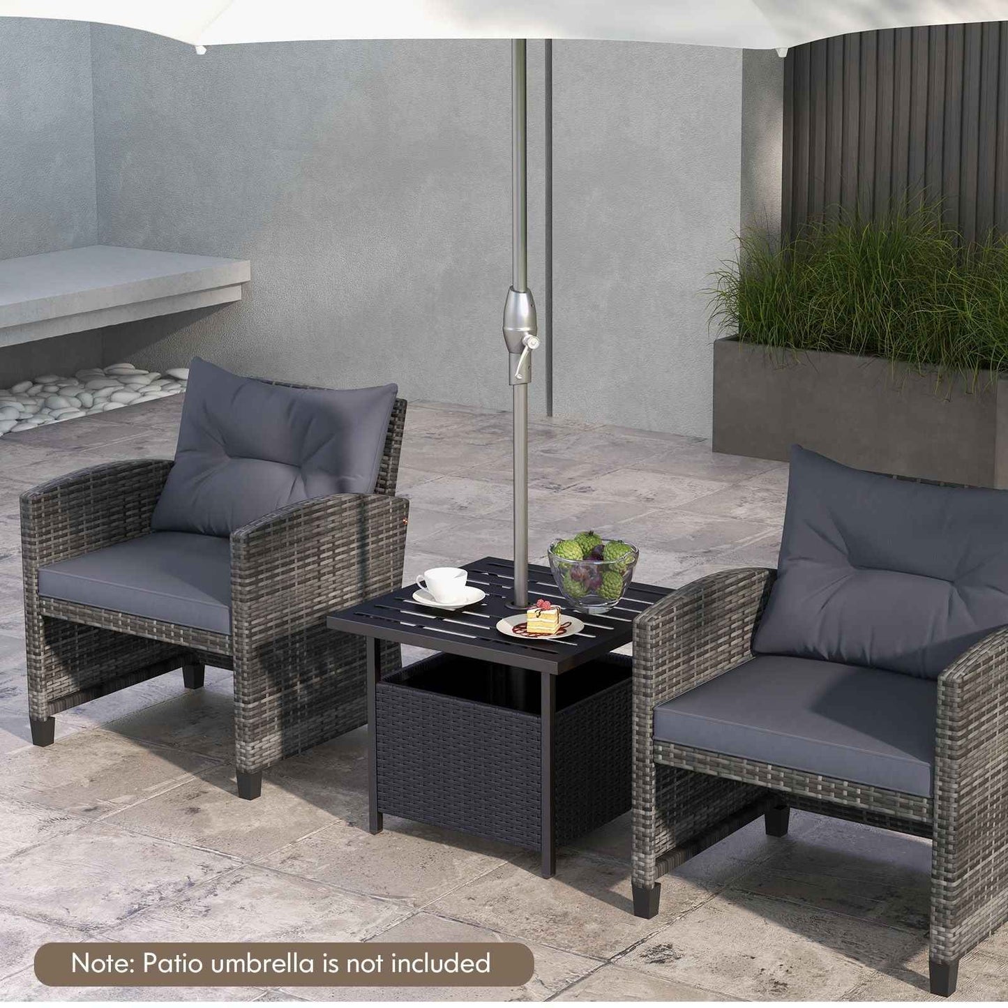 Outdoor Patio Rattan Wicker Steel Side Deck Table