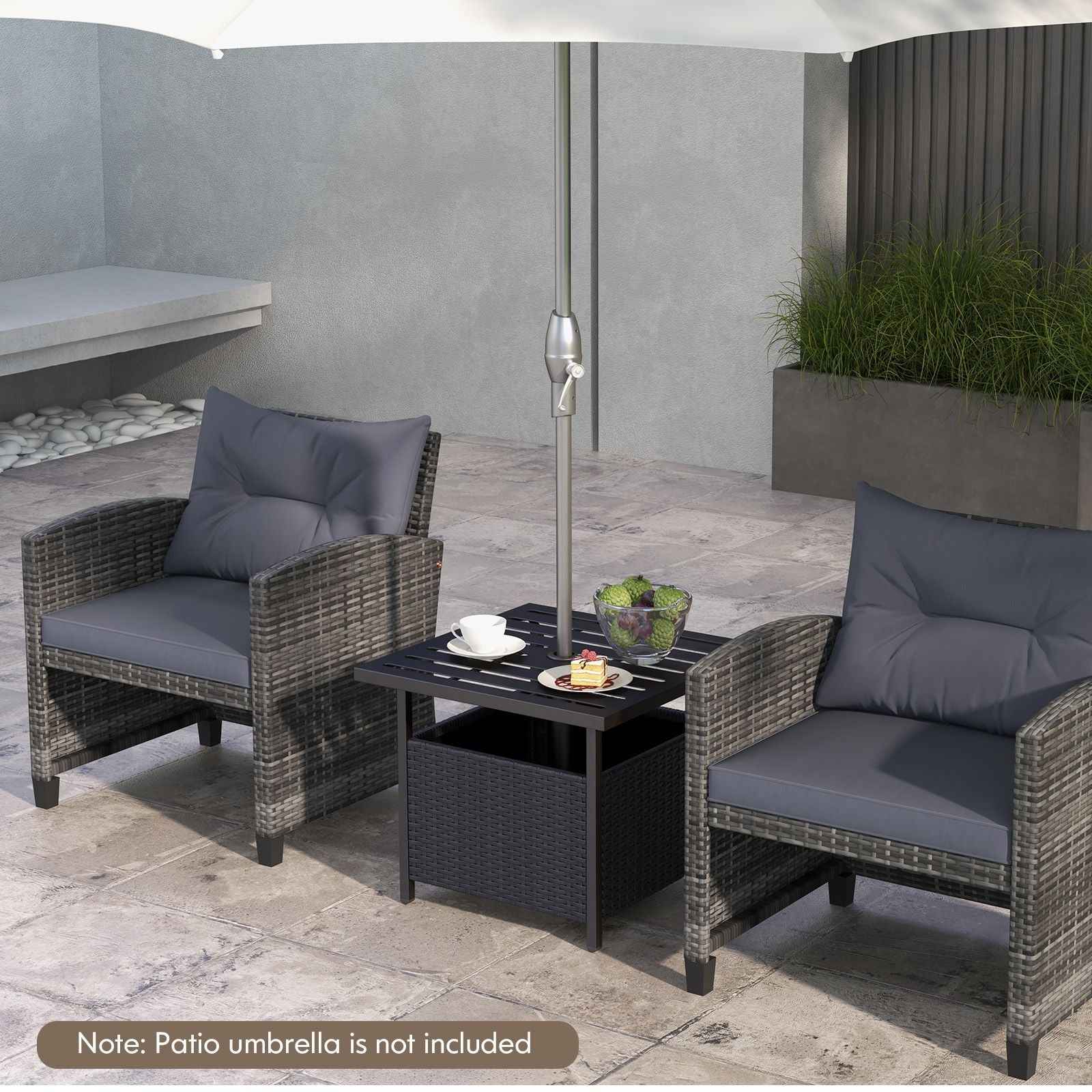 Outdoor Patio Rattan Wicker Steel Side Deck Table