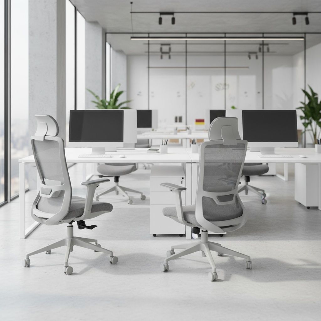 Ergonomic Mesh Office Chair with Adjustable Headrest and Lumbar Support, Breathable Back Design for Home and Office Use 8322H - KNM Sundry