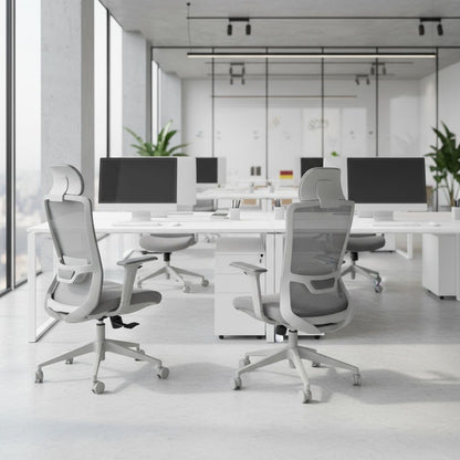 Ergonomic Mesh Office Chair with Adjustable Headrest and Lumbar Support, Breathable Back Design for Home and Office Use 8322H - KNM Sundry