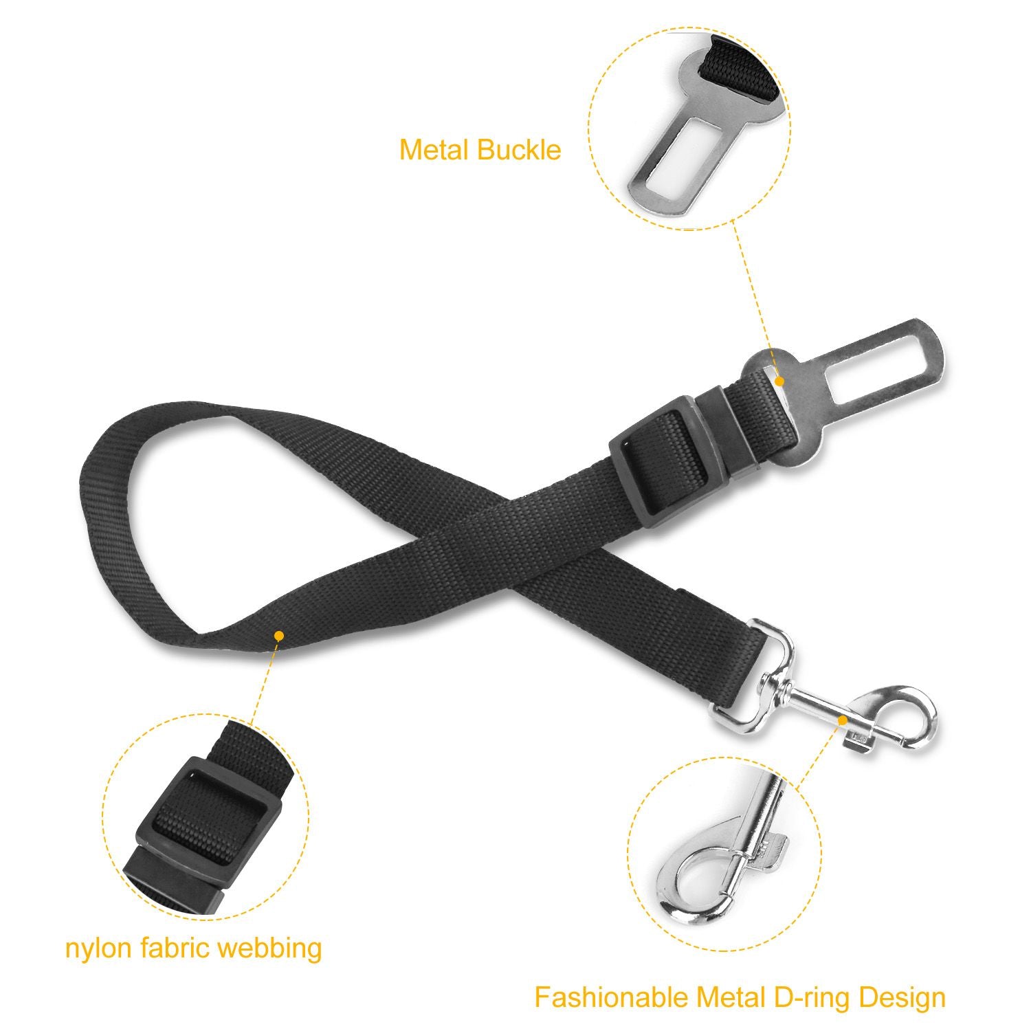 2Pcs Pet Dog Seat Belt Leash Adjustable Pet Dog Cat Safety Leads Harness - KNM Sundry
