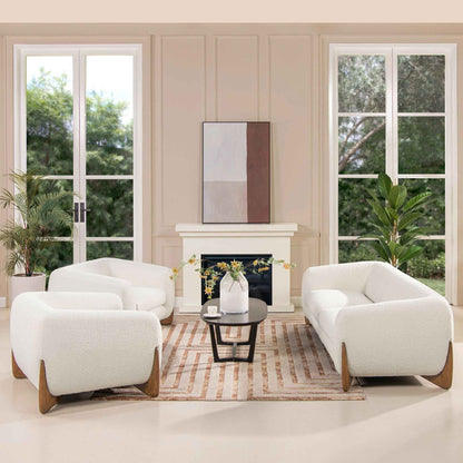 Alpine 44" Sherpa Arm Chair, Ivory White Boucle