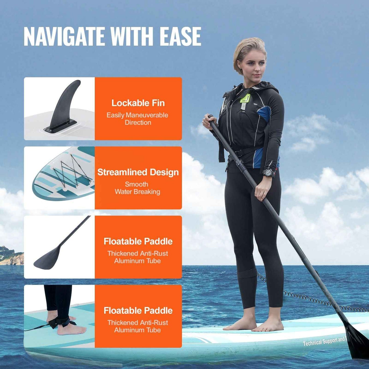 Inflatable Stand Up Paddle Board, 10' x 33" x 6" Wide SUP Paddleboard, with Board Accessories, Pump, Paddle, Fin, Phone Bag, Backpack, Ankle Leash, Repair Kit, Non-slip Deck for Youth & Adults
