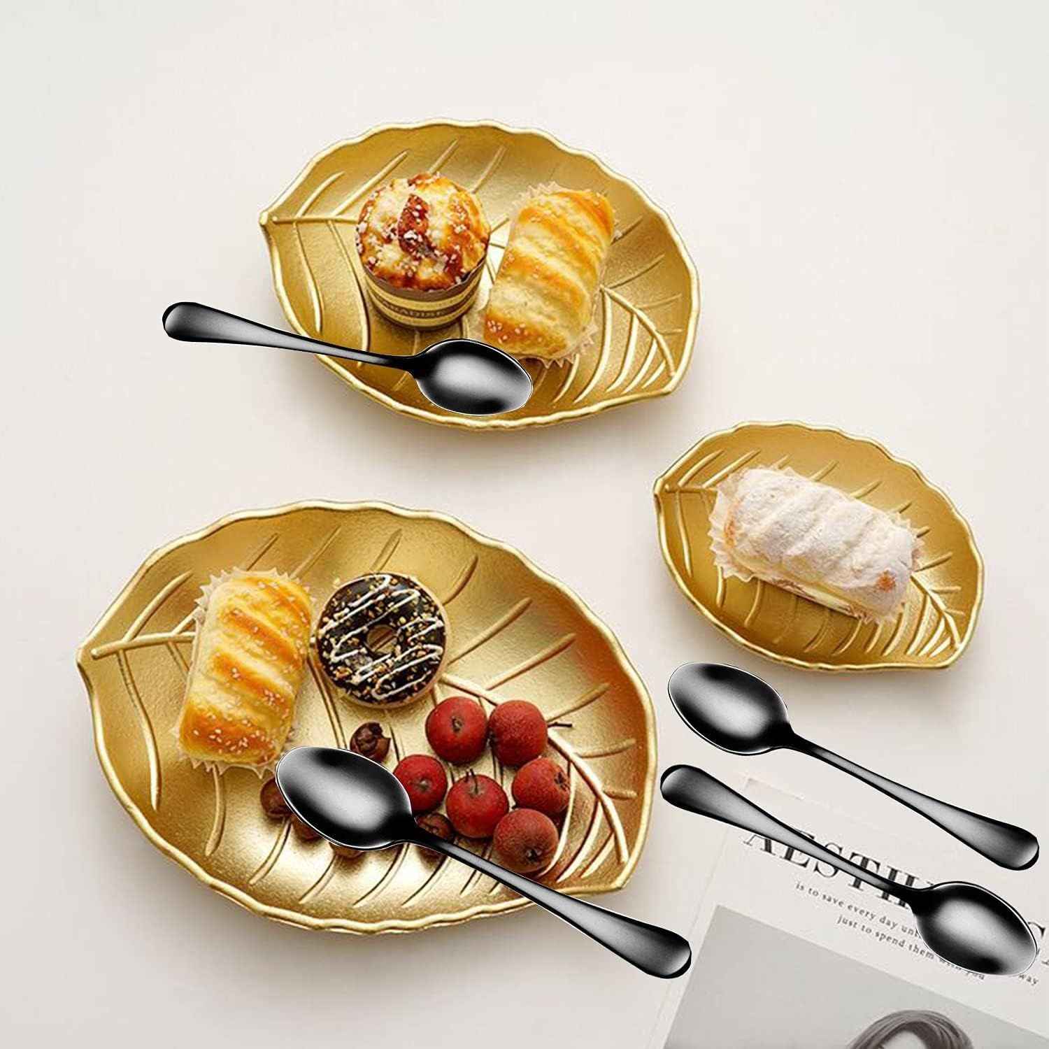 Espresso Spoons, Coffee Spoon, Stainless Steel Small Spoons for Dessert, Tea,Set of 6 (black