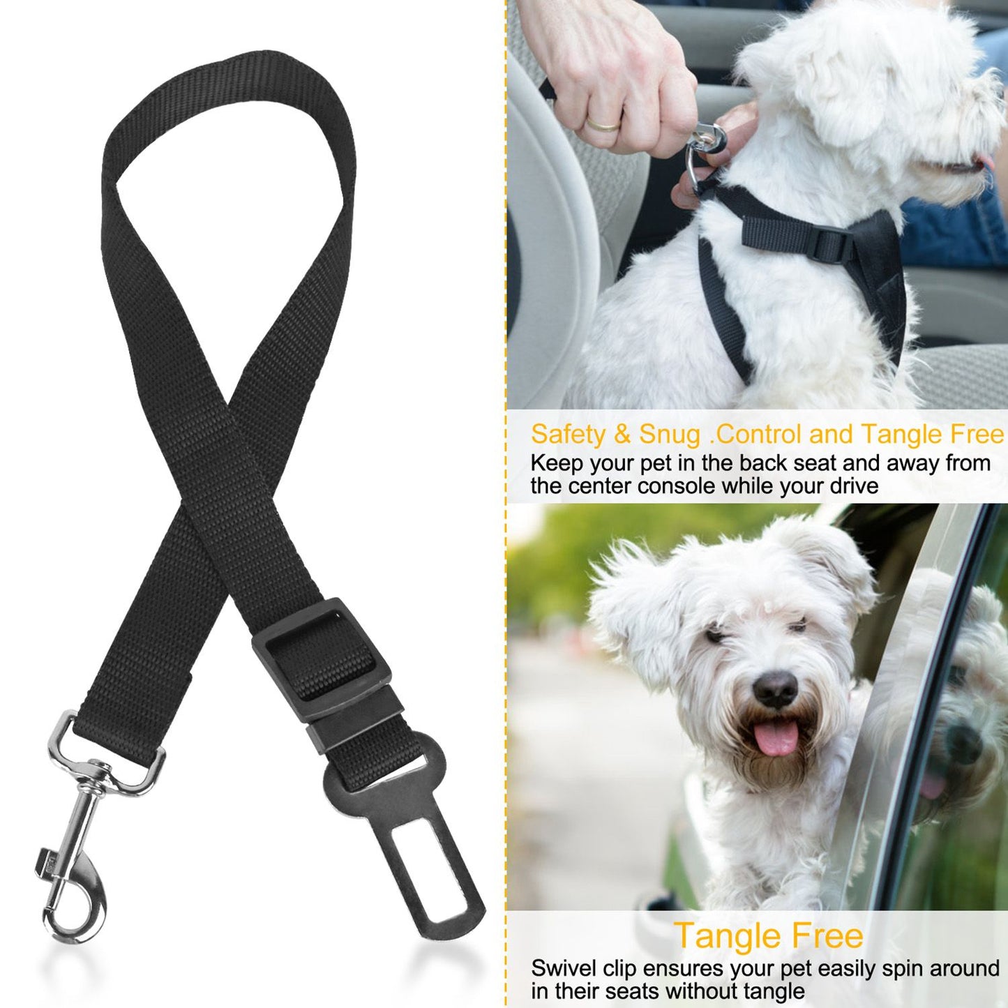 2Pcs Pet Dog Seat Belt Leash Adjustable Pet Dog Cat Safety Leads Harness - KNM Sundry