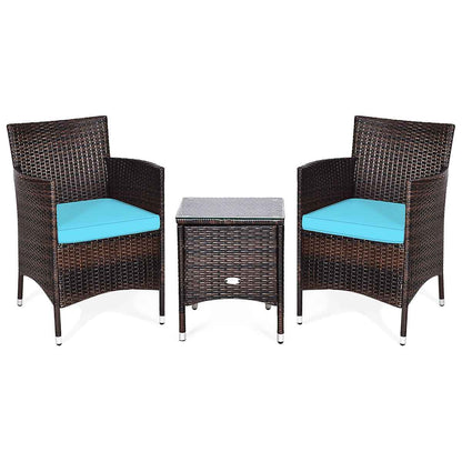 3 Pieces Ergonomic Wicker Patio Conversation Set