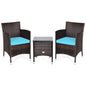 3 Pieces Ergonomic Wicker Patio Conversation Set
